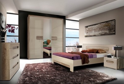 Спальня Tiziano Forte Комплектация на фото: шкаф 3 дверный, кровать 160, комод, тумба прикроватная.Здесь все элементы мебели Tiziano