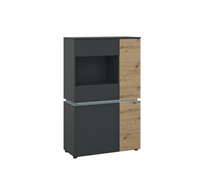 Витрина Luci тип V02 Wojcik  Мебель изготовлена ​​из ЛДСП, устойчивого к повреждениям, царапинам, влаге и высоким температурам.