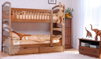 Кровать двухярусная Арина Венгер Кровать изготовлена из массива натурального дерева ольхи
