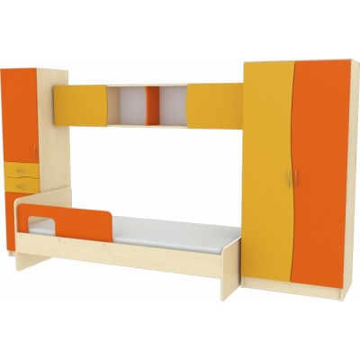 Детская мебель Меридиан №4 (Ренессанс) Комплект состоит: шкаф пенал, кровать одноместная, полка над кроватью, шкаф гардеробный.
Размер: 3155х885х1810мм