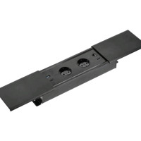 Вбудована розетка GTV Prestino горизонтальна 2 вилки, USB А+С, HDMI, RJ45, чорна 
